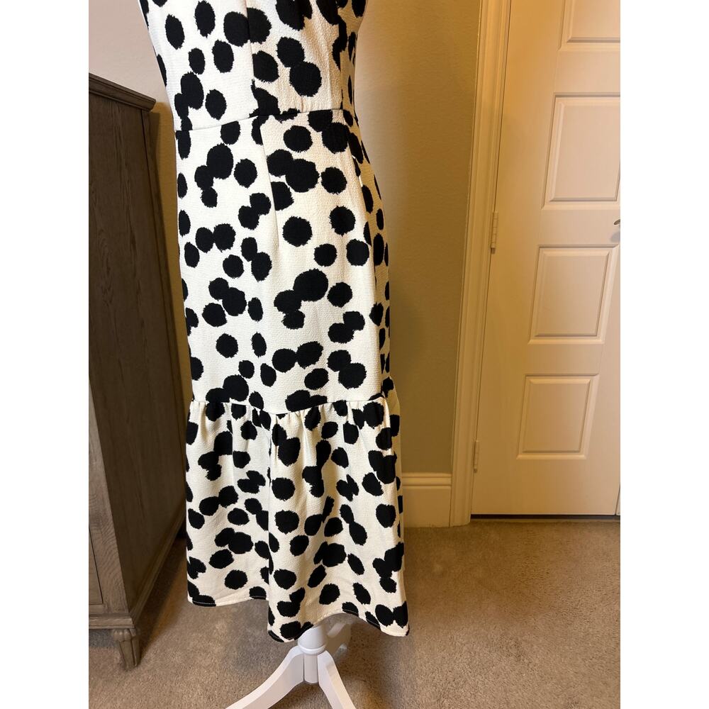 Who What Wear | Black/Cream Drop Waist Polka Dot Dress | Small - Picture 8 of 15